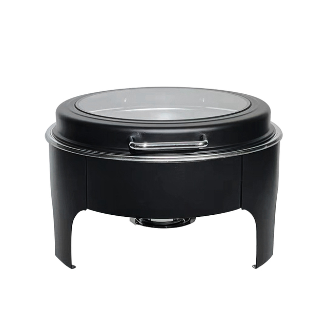 Hotel Supplies Arabic Chafing Dish Buffet Set Luxury Stainless Steel Black Chafing Dish With Visible Glass Lid