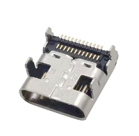 Conector USB 4.0 Tipo-C Hembra de Acero Inoxidable, 24 Pines, Carcasa Simple, Montaje en Superficie Doble, Placa PCB, Pin Plano de 1.2 mm de Longitud