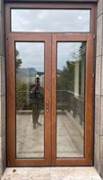 Porte d'entrée Double Design moderne, verre extérieur, portes d'entrée avant en bois massif