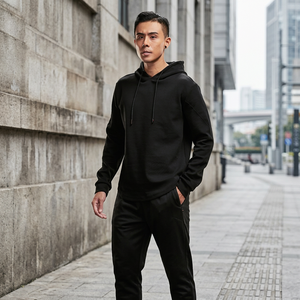Sweat-shirt à capuche noir pour homme de haute qualité, coupe classique, en molleton respirant, idéal pour l'automne, avec poche intégrée - Product Image 4