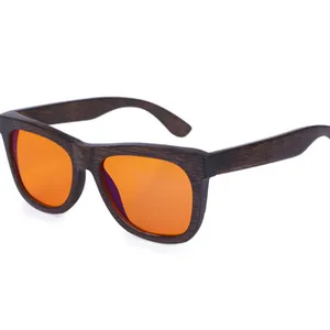 Óculos com filtro de luz, óculos feminino personalizado para melhor dormir armação de madeira de bambu laranja vermelho cr39 99% 100%
