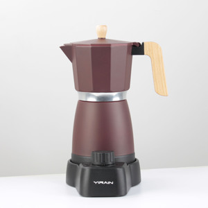 Cafetera eléctrica <span class=keywords><strong>moka</strong></span> de aluminio con temporizador, nueva máquina de café de madera con temporizador, apagado automático, 2023 - Product Image 2