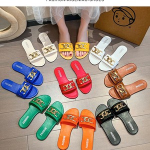 Sandalias de Diseñador para Mujer, Sandalias Planas de Lujo para Exteriores, Sandalias Abiertas de Goma para Playa - Product Image 2