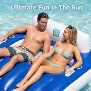 Wholesale Outdoor Inflatable Pool Lounge Float for Adults Large Swimming Sofa Mesh Recliner with Cup Holder Lake River Party - Product Image 6