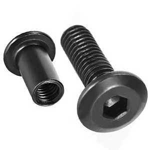 Ensemble d'accessoires de meubles personnalisés finition oxyde noir M6 douille Chicago vis baril trou écrou avec clé hexagonale goujon en <span class=keywords><strong>bois</strong></span> - Product Image 1