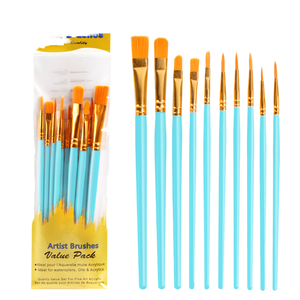 10 ensembles de pinceaux à huile en nylon plastique de haute qualité pour la peinture à l'acrylique, à l'huile et à l'aquarelle - Convient aux artistes maîtres - Product Image 1