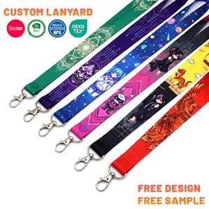 Lanière personnalisée avec <span class=keywords><strong>porte</strong></span>-clés, motif dessin animé/anime, avec mousqueton pivotant, en polyester imprimé, pour tour de <span class=keywords><strong>cou</strong></span> - Product Image 1