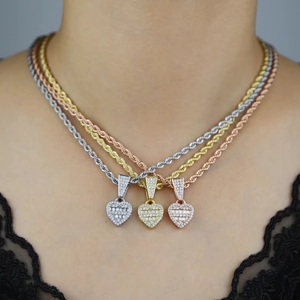 Collar <span class=keywords><strong>de</strong></span> Corazón para Mujer con Zirconia Incrustada, para Compradoras <span class=keywords><strong>de</strong></span> Joyería <span class=keywords><strong>de</strong></span> Boutique - Product Image 4