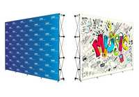 Bannière murale pop-up personnalisée avec support portable, impression sur mesure, mettant en valeur votre design