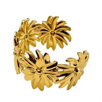 Bracelet manchette ouvert large en acier inoxydable martelé pour femme, motif nœud papillon irrégulier et fleurs, style animalier papillon, bijou tendance