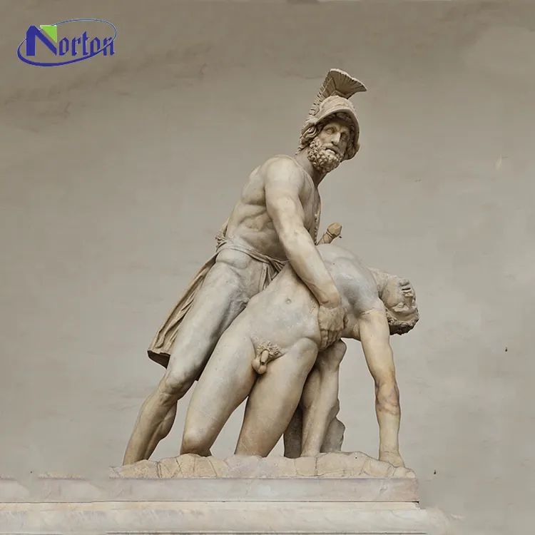 Intagliato a mano antico in marmo Greco giardino statua di Menelao Che Tiene il Corpo di Patroclus scultura in marmo