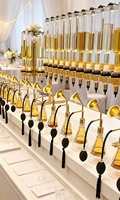 Support rotatif argenté pour distributeur de parfum avec 6 flacons de 375 ml pour présentation et décorations de fête
