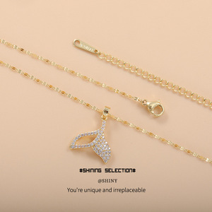 Fishtail <b>Necklace</b> Gold Plated Copper Alloy Micro Insert Pendant Gift For <b>Girlfriend</b> - Product Image 4