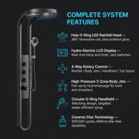 Panneau de douche numérique LED de luxe avec joint torique, en acier inoxydable SUS304, colonne de douche pluie avec jets de massage dissimulés pour hôtel moderne