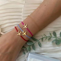 Bracelet en or 18 carats avec breloque avion pour femme et homme, bijoux minimalistes, bracelet à cordon réglable