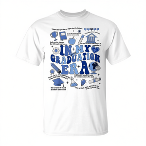 T-shirt In My Graduation Era blanc unisexe pour adulte, taille moyenne, col rond, manches courtes, impression numérique, pour la rentrée scolaire - Product Image 3