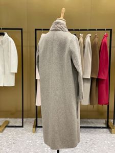 Luxury 90 Wool 10 Cashmere Double Faced Long <strong>Coat</strong> <strong>Women</strong> Faux <strong>Fur</strong> Placket Belted Long Maxi Winter Overcoat Certified Factory - Product Image 3