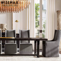 WISEMAX FURNITURE Restaurant américain rétro table longue chêne bois massif naturel rectangle table à manger chaises 8 places pour la maison