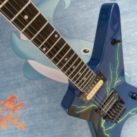 Factory Custom Dimedean Mahogany Solid Wood 6-String HH Pickups Glossy Finish Blue Lightning Darrel Electric Guitar Foam Case
