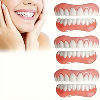 Fausses dents en silicone, placages dentaires confortables, prothèses dentaires flexibles, accessoires de sourire blancs et roses, unisexe, pour les 14 ans et plus