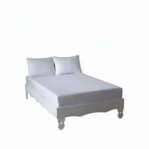 Varol White Cotton Satin <b>Single</b> Fitted <b>Bed</b> <b>Sheet</b> Set Breathable Woven Stripe Design Plain Style <b>for</b> Home Hospital Use Twin Size - Product Image 2