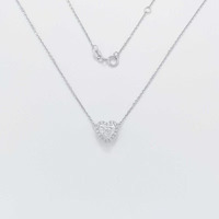 Collier pendentif réglable en platine Pt950 avec diamant de laboratoire taille cœur étoilé, luxe, trois griffes, pour femme, bijoux fins