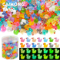 Petits animaux en vrac, figurines de canards miniatures en plastique qui brillent dans le noir, 240 pièces, mini canards en résine lumineux pour enfants