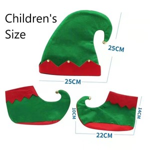 Sombrero <span class=keywords><strong>de</strong></span> elfo <span class=keywords><strong>de</strong></span> Navidad <span class=keywords><strong>de</strong></span> fieltro con cascabeles a juego verde rojo zapatos <span class=keywords><strong>de</strong></span> punta rizada conjunto no Tejido estilo payaso carnaval <span class=keywords><strong>disfraz</strong></span> familia - Product Image 5