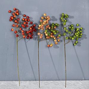 Fruits d'aubépine artificiels Meng Jie, orange, rouge, vert, champagne, rose, en plastique, pour décoration intérieure, accessoires de mariage, matériel floral - Product Image 2