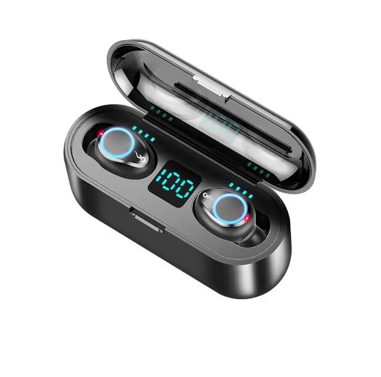 Best 2023 Best Seller F9 Mini Stereo Earphone TWS Earbuds With PowerBank LED Digital Screen F9 TWS Wireless