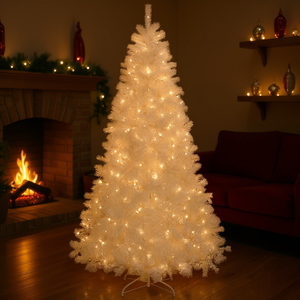 Árbol de Navidad Artificial Blanco de 2.4 Metros con 670 Luces Blancas Cálidas, Enchufable, Decoración para Interiores - Product Image 2