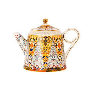 Ceramic <b>Tea</b> <b>Set</b> - Mediterranean Geometric Teapot with Cups and Saucers - Product Image 5