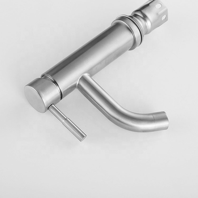 Wholesale sus304 stainless steel sanitary ware polished deck mounted single handle pull out kitchen basin faucet