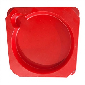 Plateau en plastique recyclable de luxe, rond et rouge, avec insert circulaire pour le rangement, usage occasionnel, matériau PP, articles de consommation jetables - Product Image 3