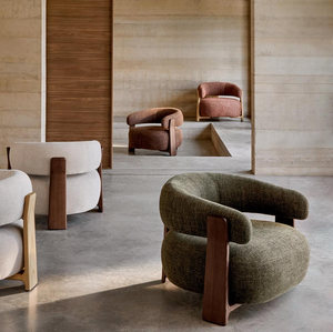 Poltrona Lounge dal Design Moderno con Telaio in Frassino Massiccio e Rivestimento in Cotone e Lino, Colore Personalizzabile per Soggiorno - Product Image 5