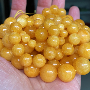 AsVrai U Natural <strong>Yellow</strong> <strong>Jades</strong> <strong>Stone</strong> Loose Round Beads for Jewelry Making Spacer Beads Diy Women Bracelets Accessories - Product Image 1