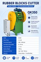 Coupe-blocs de caoutchouc automatique QK350, machine de prétraitement et de réduction de volume des pneus usagés pour ligne de recyclage des pneus avec certification CE