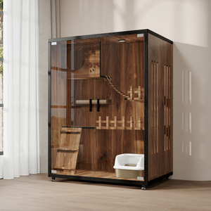 Casa para Gatos Moderna de Madera Maciza y Tablero de Densidad, Fácil Instalación, Espacio Extra Grande, Diseño con Estampado Animal para Razas Grandes/Pequeñas - Product Image 3