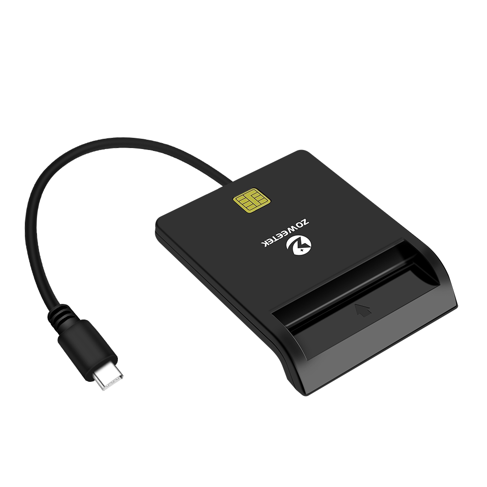 ZOWEETEK ZW-12026-1C CAC Card Reader with USB-C adapt to Windows & Mac OS, Smart Chip Card Reader Driver Free Play and Plug