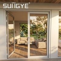 SUNGYE Porte française double battante moderne en aluminium, résistante aux ouragans, avec verre trempé de sécurité, pour entrée principale de maison ou villa – Meilleures ventes