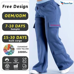 Pantaloni Cargo da <span class=keywords><strong>Donna</strong></span> 100% <span class=keywords><strong>Cotone</strong></span>, Traspiranti, Sportivi, con Gamba Larga e Vita Dritta, Stile Invernale con Logo - Product Image 1