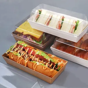 Dùng một lần Hot Dog hộp compostable Takeaway nhựa Hot Dog hộp thiết kế logo Hot Dog hộp giấy