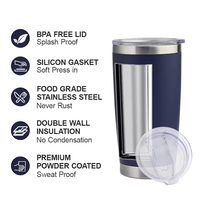 Gobelet isotherme à double paroi avec revêtement en poudre, personnalisé avec logo, 20 oz, 30 oz, en acier inoxydable, tasse à café de voyage avec couvercle