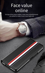 حافظة هاتف محمول عالية الجودة من الجلد الصناعي مقاومة للصدمات مع حامل بطاقات وواقي شاشة لهواتف Z Fold 2/<span class=keywords><strong>3</strong></span>/4/5/6/7 - Product Image 3