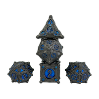 Nouvel ensemble de dés D&D en alliage de zinc, design floral, polyédrique, 7 pièces, écologique, thème fantaisie et science-fiction, fabriqué à la main