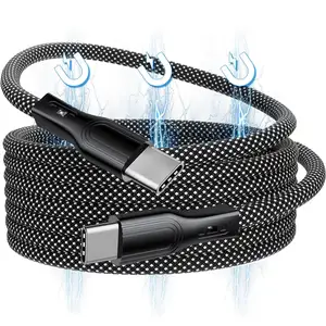 高质量自折叠Usbc Pd 60w移动编织型C至C型电缆磁铁3A数据传输磁性快速充电电缆