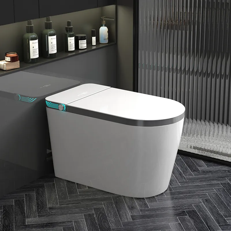 Perlengkapan sanitasi elektronik otomatis Modern, satu buah Toilet cerdas Wc, dudukan Toilet memanjang, tangki tersembunyi, Toilet pintar