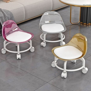 Acrylic Mini Stool &amp; <strong>Ottoman</strong> with Silent <strong>Casters</strong> and Swivel Wheels-Minimalist Design Eco-Friendly Storage - Product Image 2