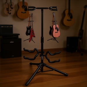 Soporte de guitarra doble DB de 5 núcleos, soporte Universal de suelo duradero negro para guitarras eléctricas acústicas con soporte para el cuello - Product Image 2