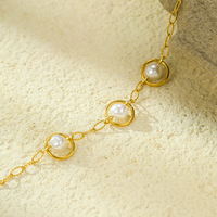 Usage quotidien Simple Perle Plaqué Or Bracelet En Acier Inoxydable Rétro Charme Chaîne Lien Bracelets Style À La Mode pour La Mode Neutre